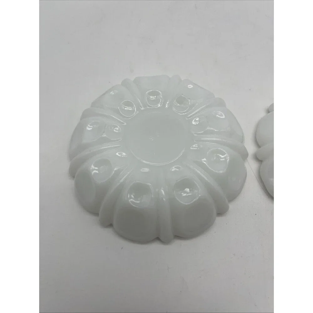 Vintage Anchor Hocking Milk Glass Ashtray Trinket, Set Of 2